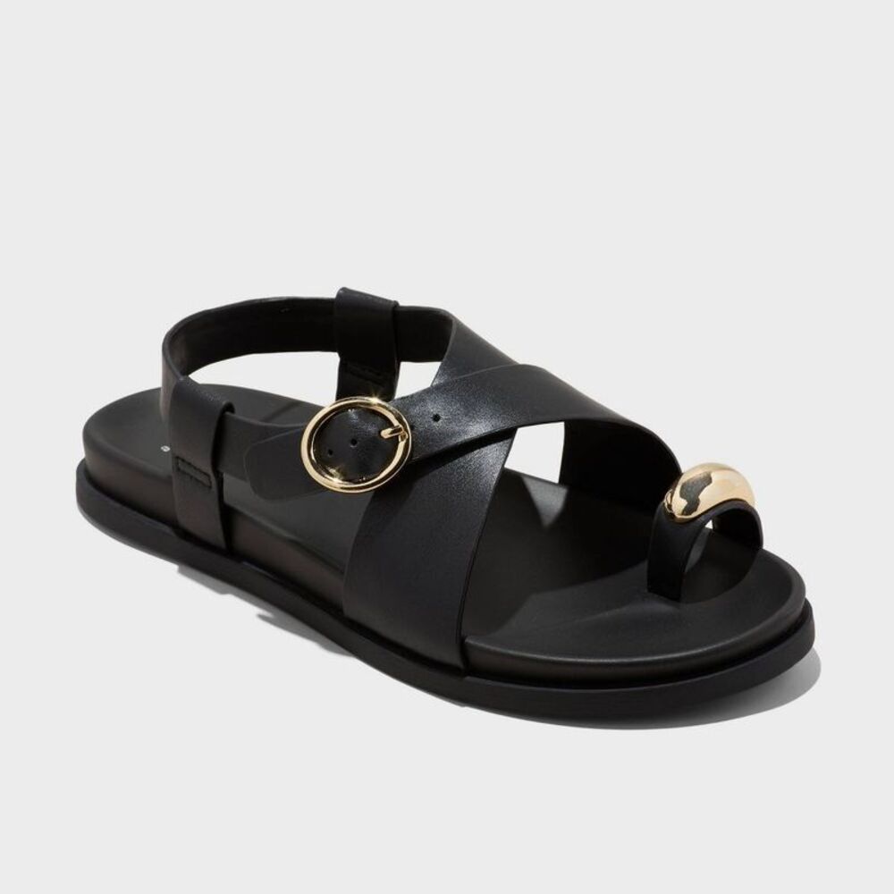 NWT Black Sandals with Gold Accent